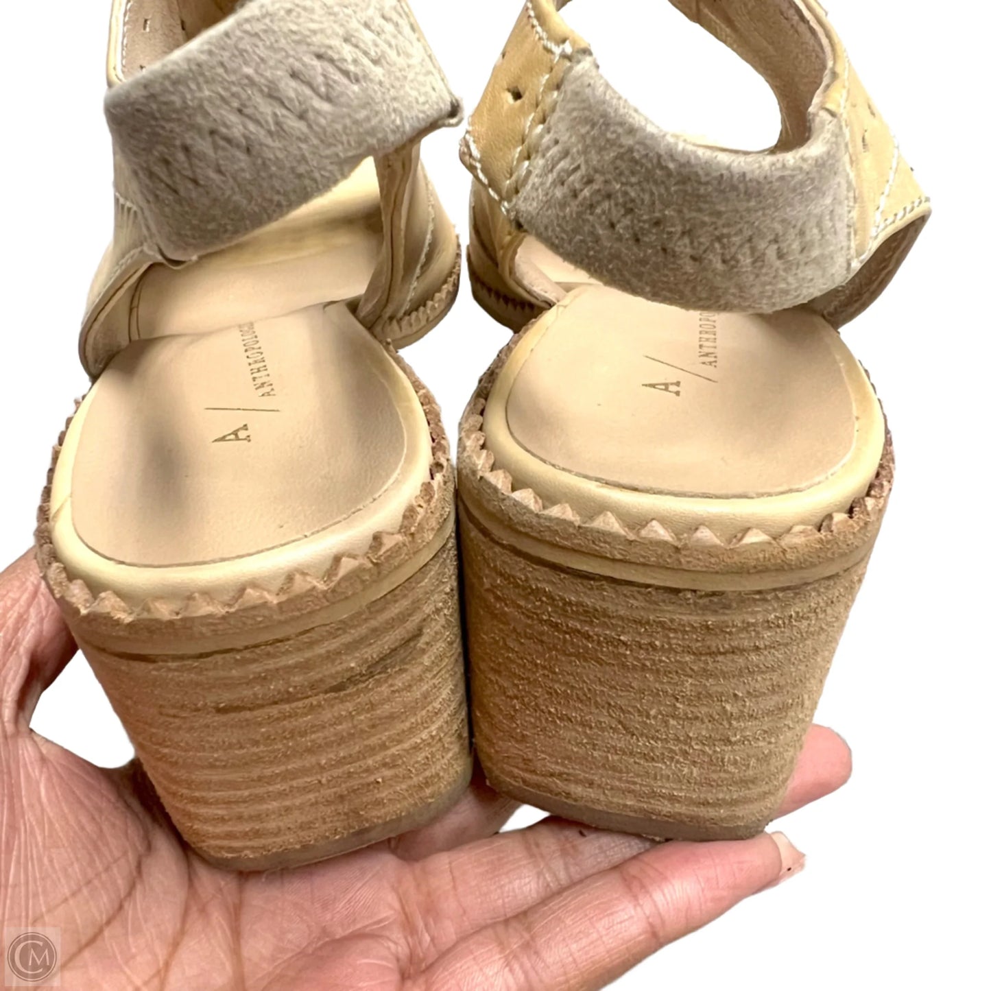 Sandals Heels Block By Anthropologie In Tan, Size: 7.5