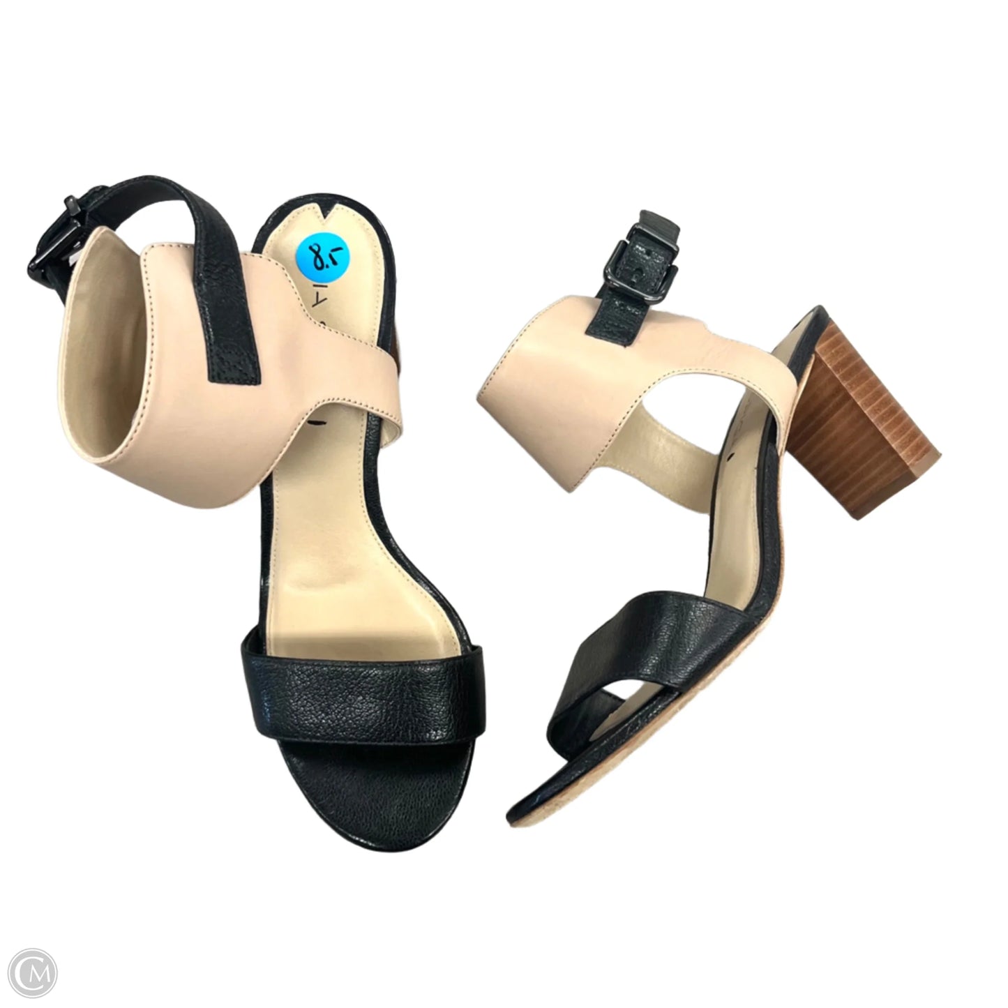 Sandals Heels Block By Via Spiga In Black & Tan, Size: 8.5