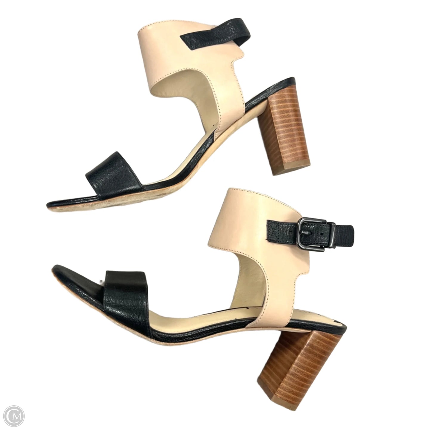 Sandals Heels Block By Via Spiga In Black & Tan, Size: 8.5