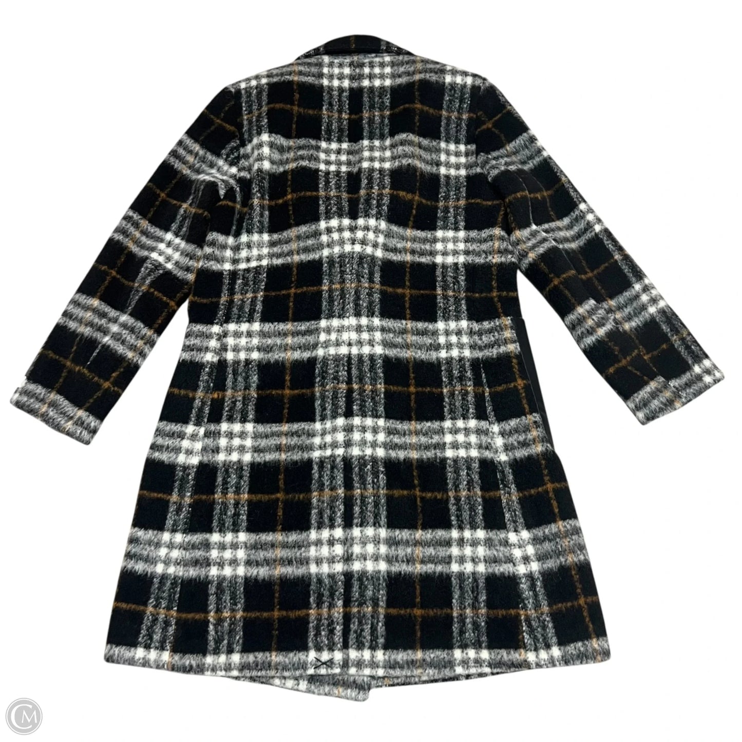 Coat Wool By Calvin Klein In Black & Brown, Size: L