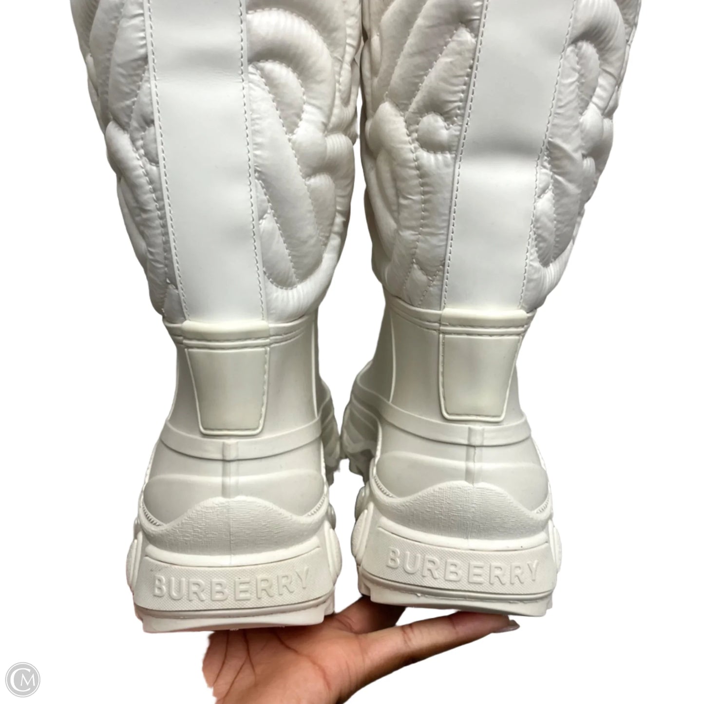 Boots Luxury Designer By Burberry In White, Size: 9.5
