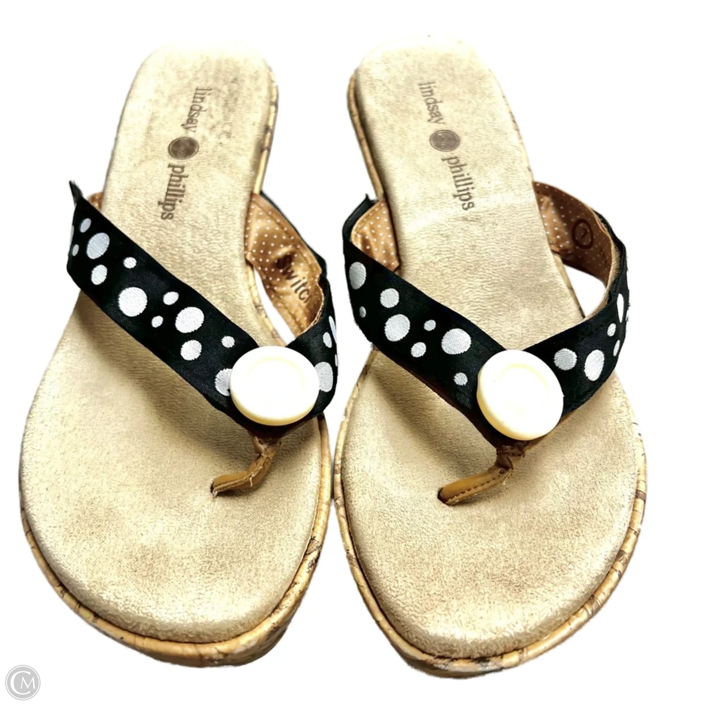Sandals Heels Wedge By Lindsay Phillips In Black & White, Size: 7