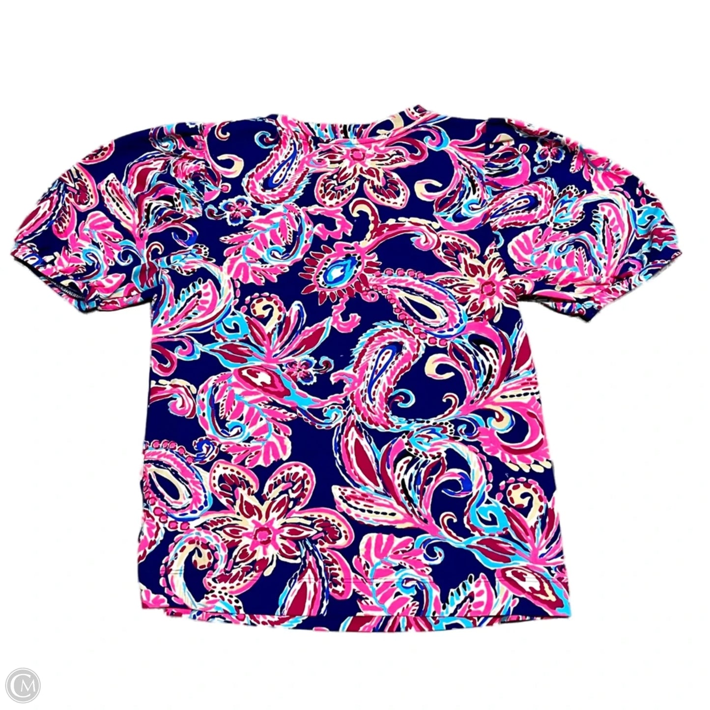 Top Short Sleeve Designer By Lilly Pulitzer In Blue & Pink, Size: Xxs