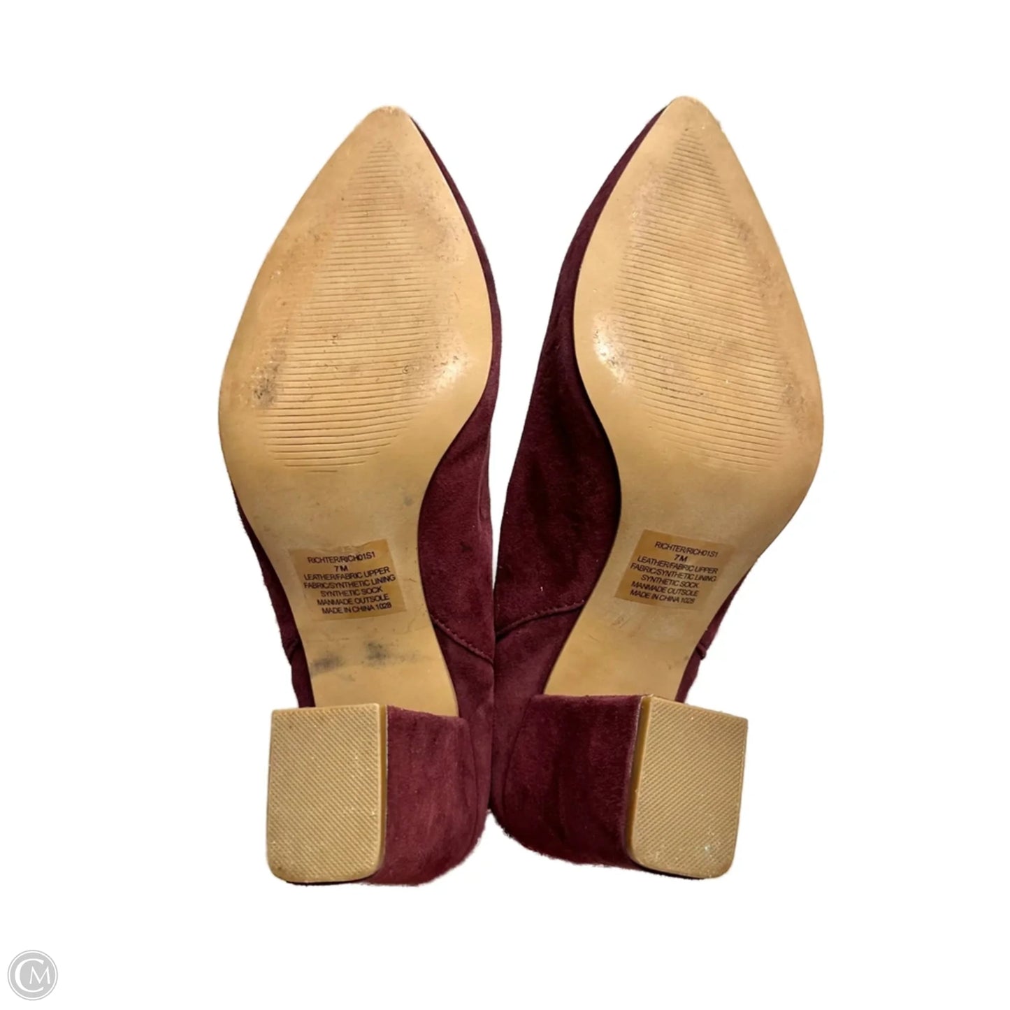 Boots Ankle Heels By Steve Madden In Maroon, Size: 7
