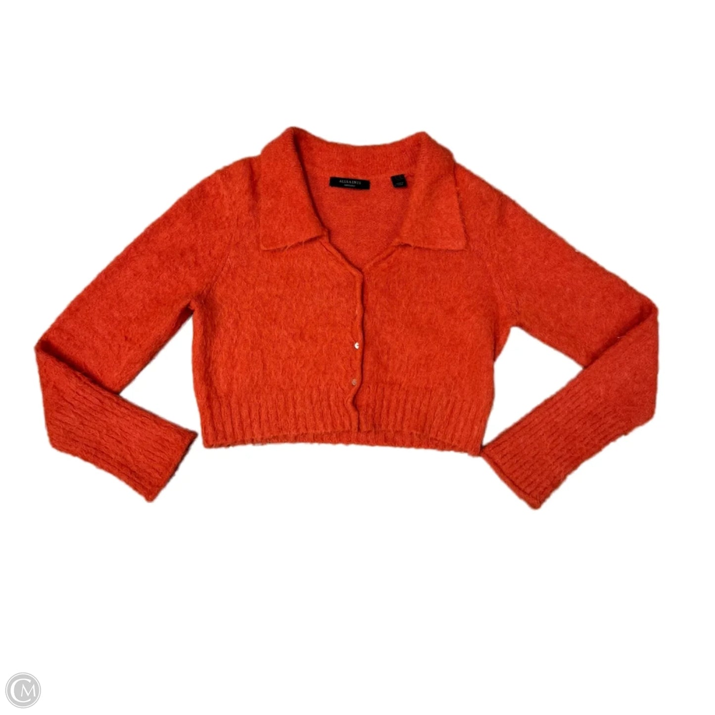 Sweater Cardigan Designer By All Saints In Orange, Size: M