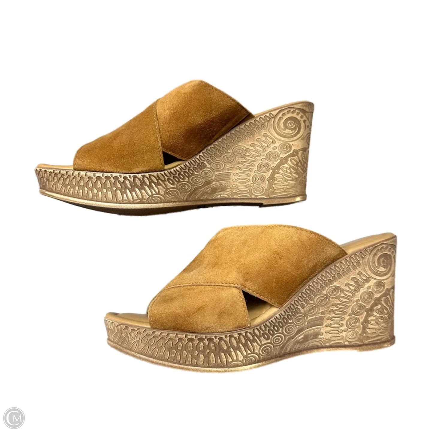 Sandals Heels Wedge By Bella Vita In Tan, Size: 9