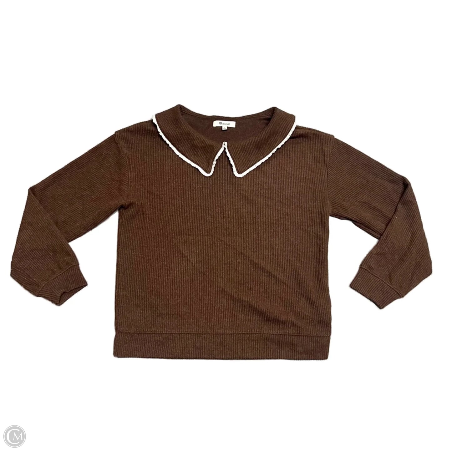 Top Long Sleeve By Madewell In Brown & Cream, Size: S