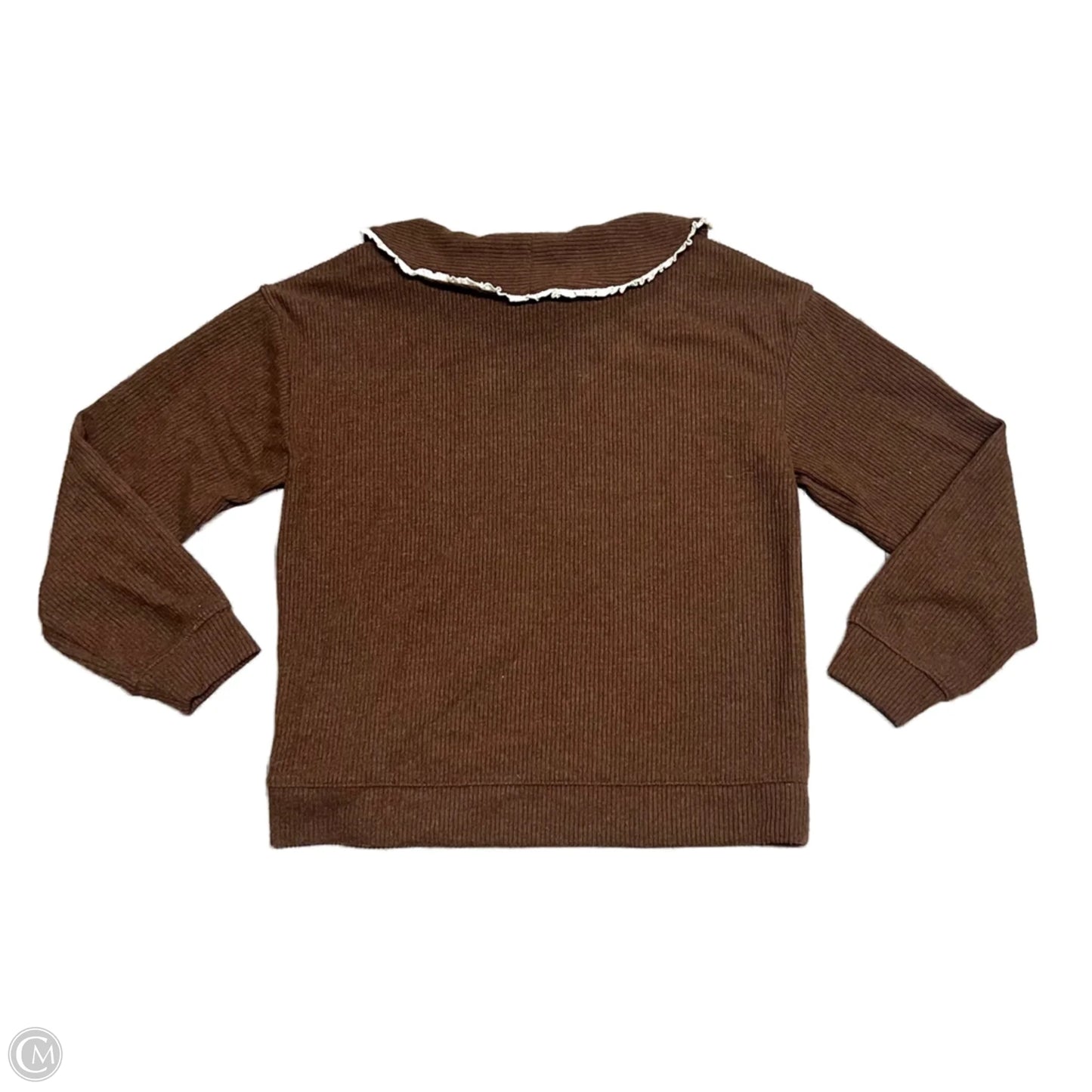 Top Long Sleeve By Madewell In Brown & Cream, Size: S