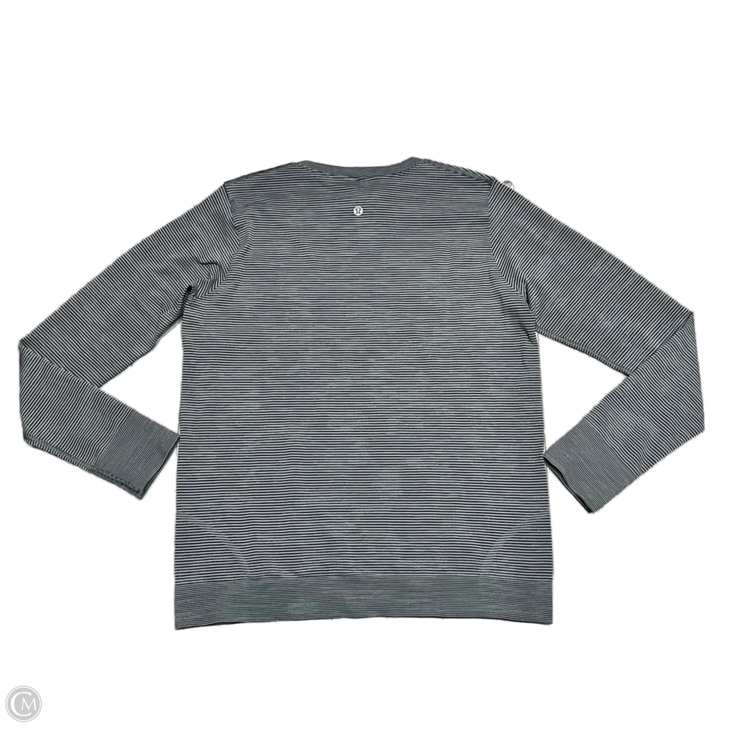 Athletic Top Long Sleeve Collar By Lululemon In Black & Grey, Size: M