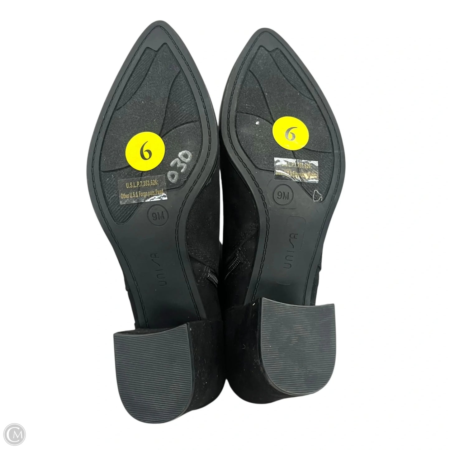 Boots Ankle Heels By Unisa In Black & Gold, Size: 9