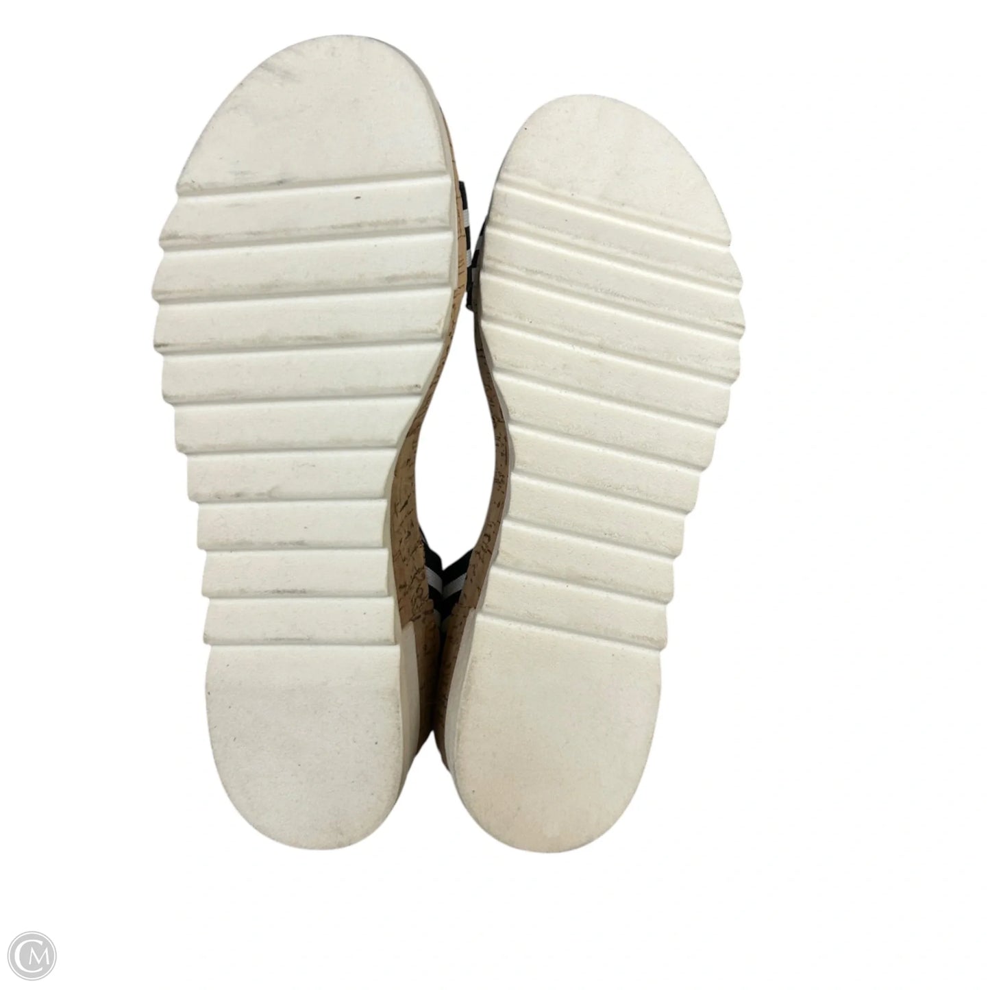 Sandals Heels Platform By Steve Madden In Black & White, Size: 8.5