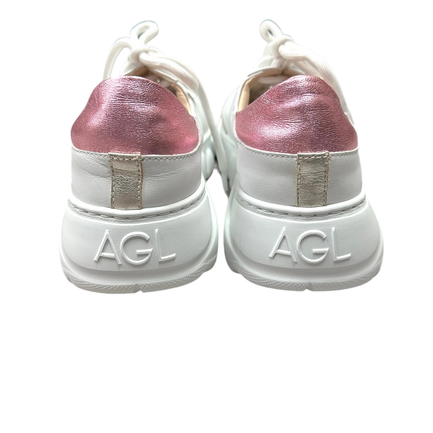 Shoes Sneakers By Agl In Pink & White, Size: 8