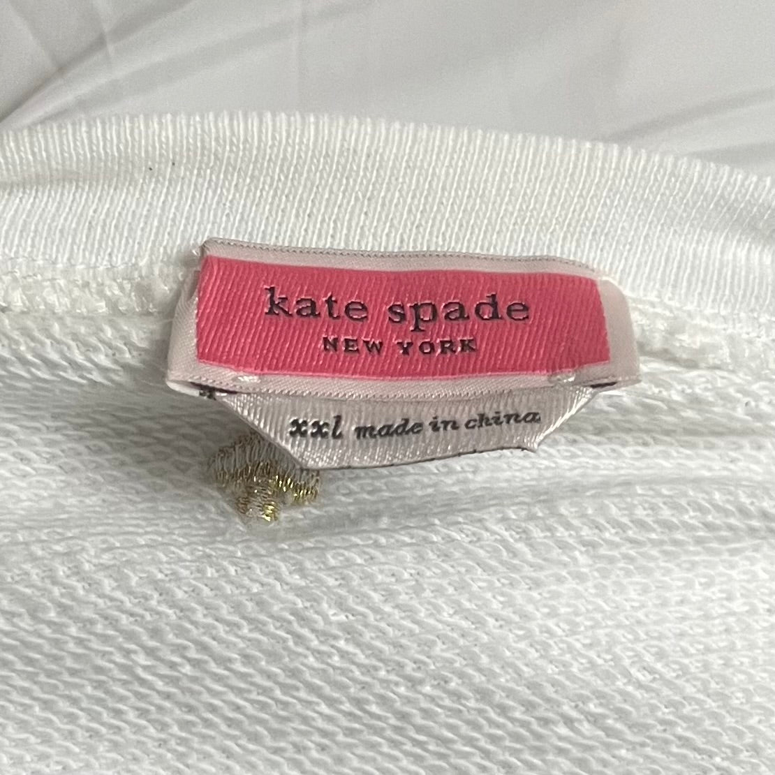 Top Long Sleeve Designer By Kate Spade In White, Size: Xxl
