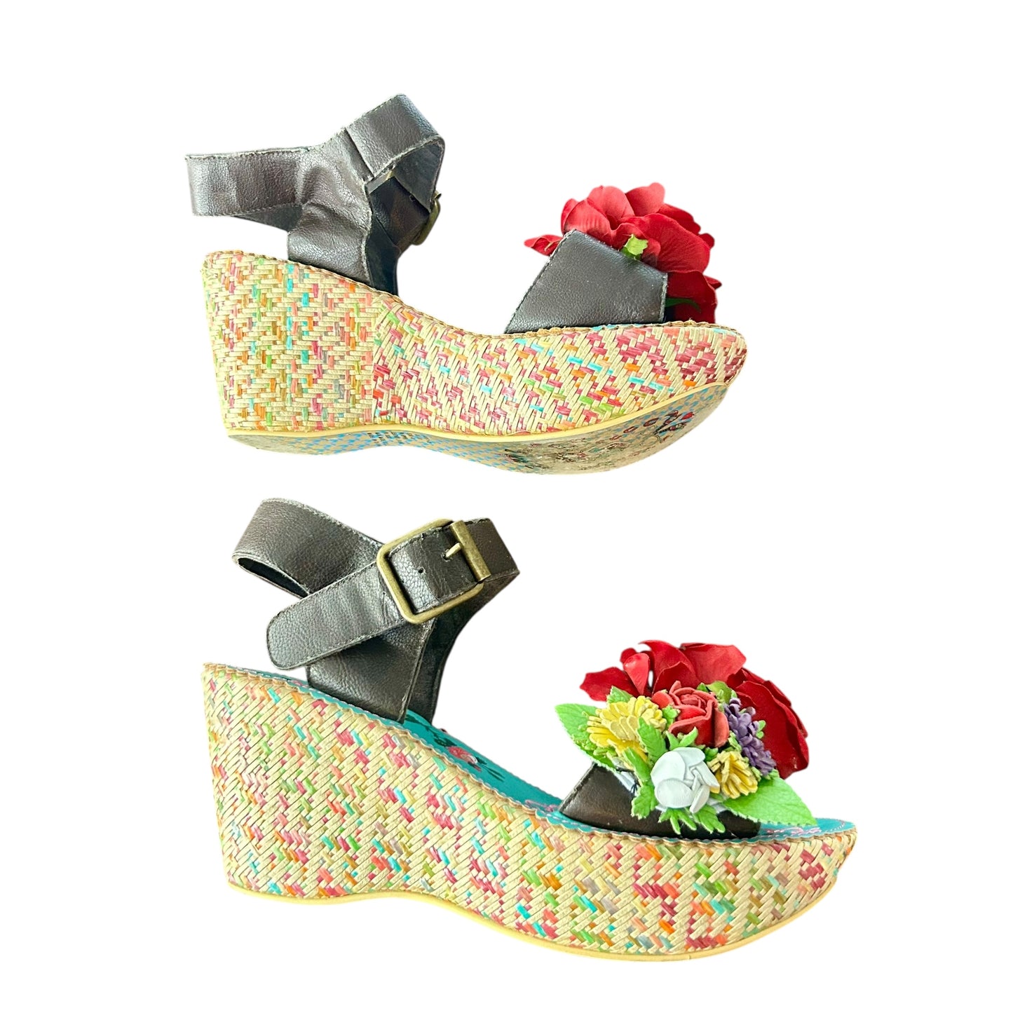 Sandals Heels Platform By Irregular Choice In Brown & Red, Size: 10.5