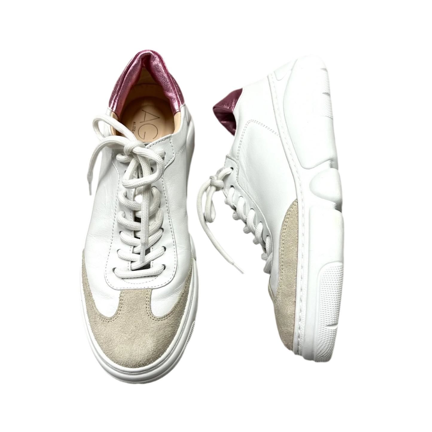 Shoes Sneakers By Agl In Pink & White, Size: 8