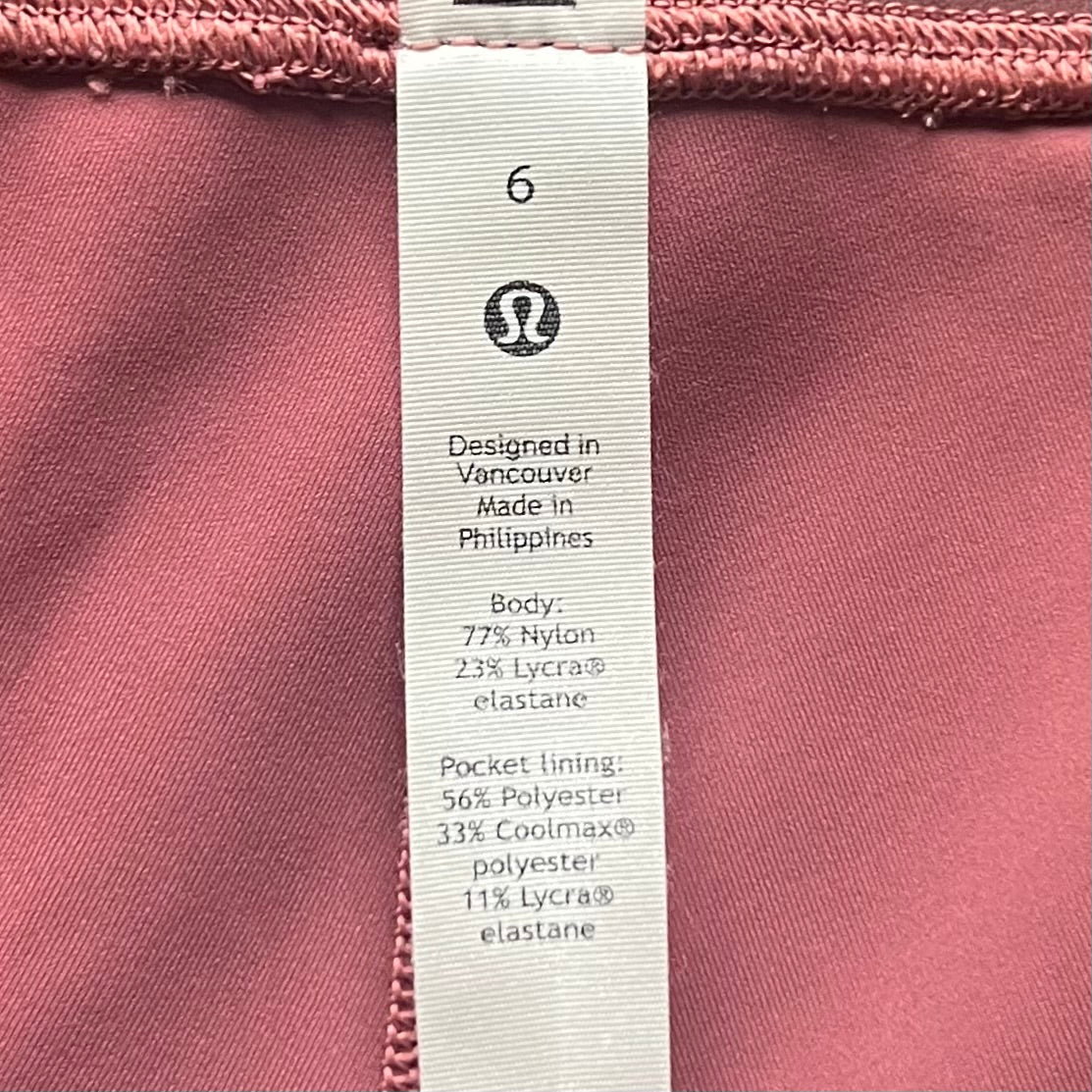 Athletic Shorts By Lululemon In Pink, Size: 6