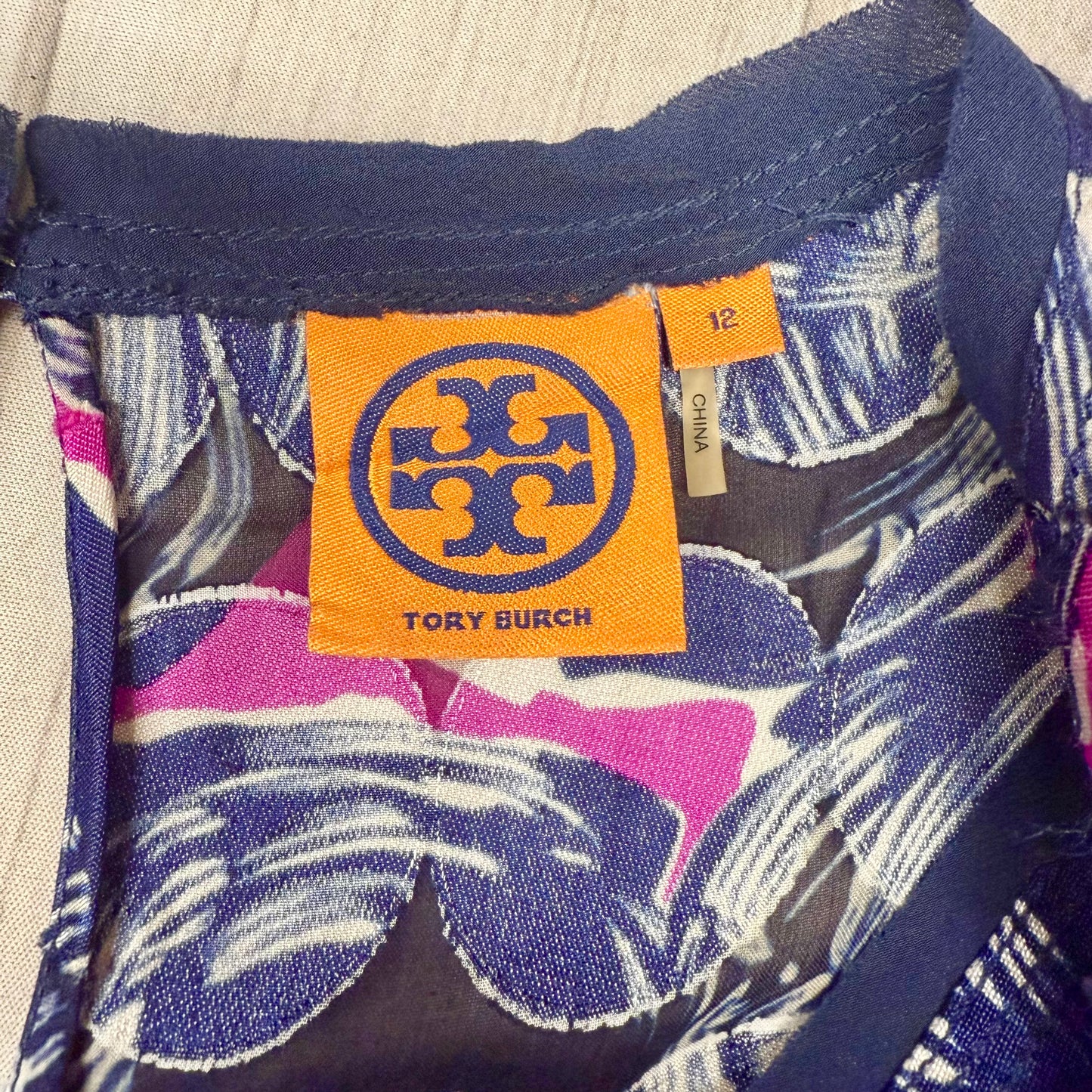 Dress Designer By Tory Burch In Blue & Purple, Size: L