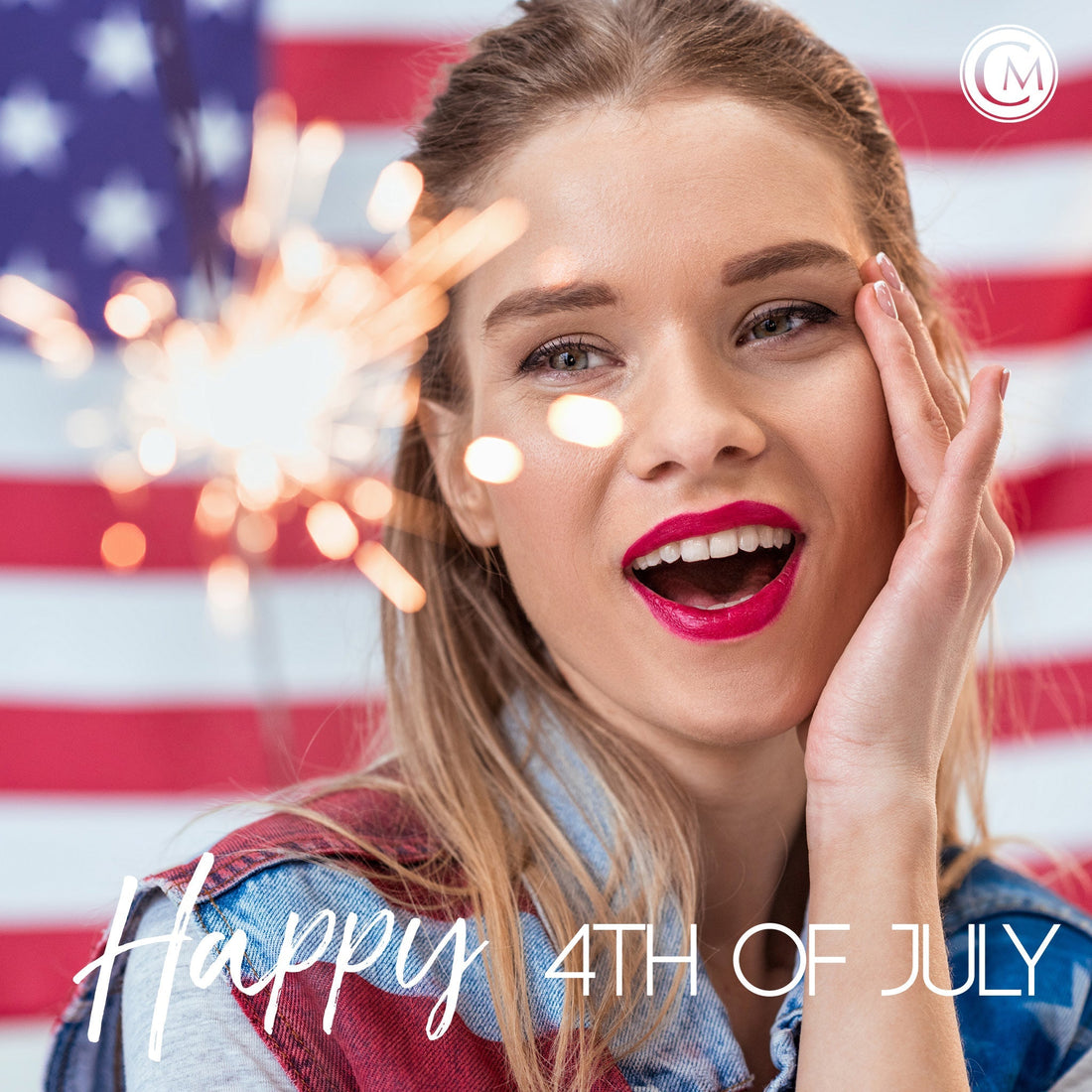 woman, firework and flag