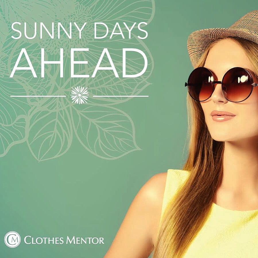 Woman in Sunglasses text Sunny Days Ahead