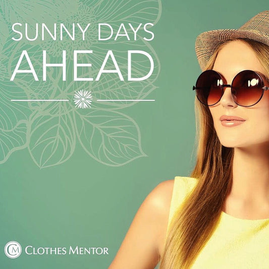 Woman in Sunglasses text Sunny Days Ahead