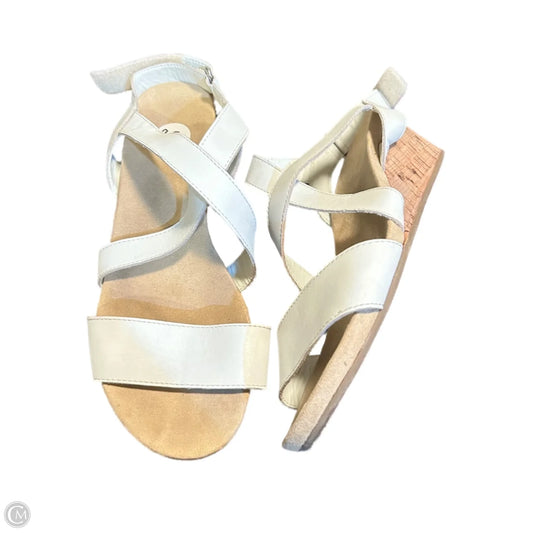 Sandals Heels Wedge In White, Size: 9.5