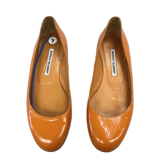 Shoes Luxury Designer By Manolo Blahnik In Orange, Size: 9