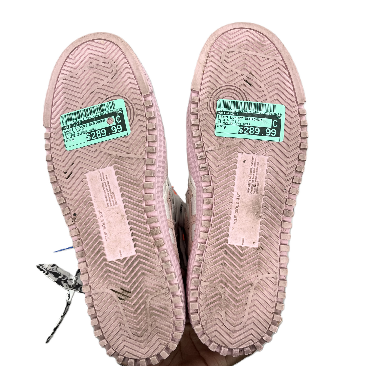 Shoes Luxury Designer By Off-white In Pink & White, Size: 9