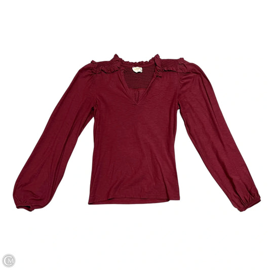 Top Long Sleeve By Nation Ltd In Maroon, Size: Xs
