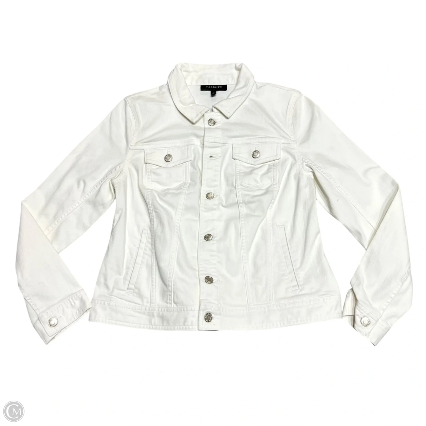 Jacket Denim By Talbots In White, Size: M