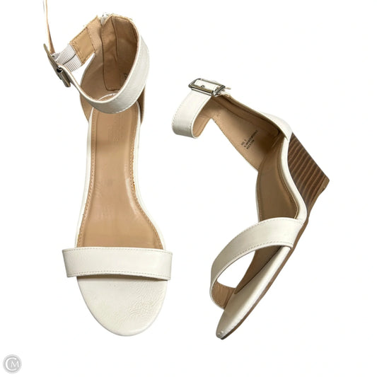 Sandals Heels Wedge By Charlotte Russe In Tan & White, Size: 8