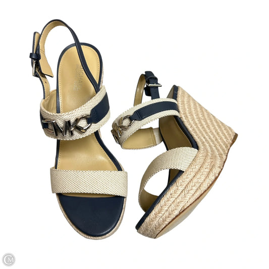 Shoes Heels Wedge By Michael By Michael Kors In Blue & Tan, Size: 6.5