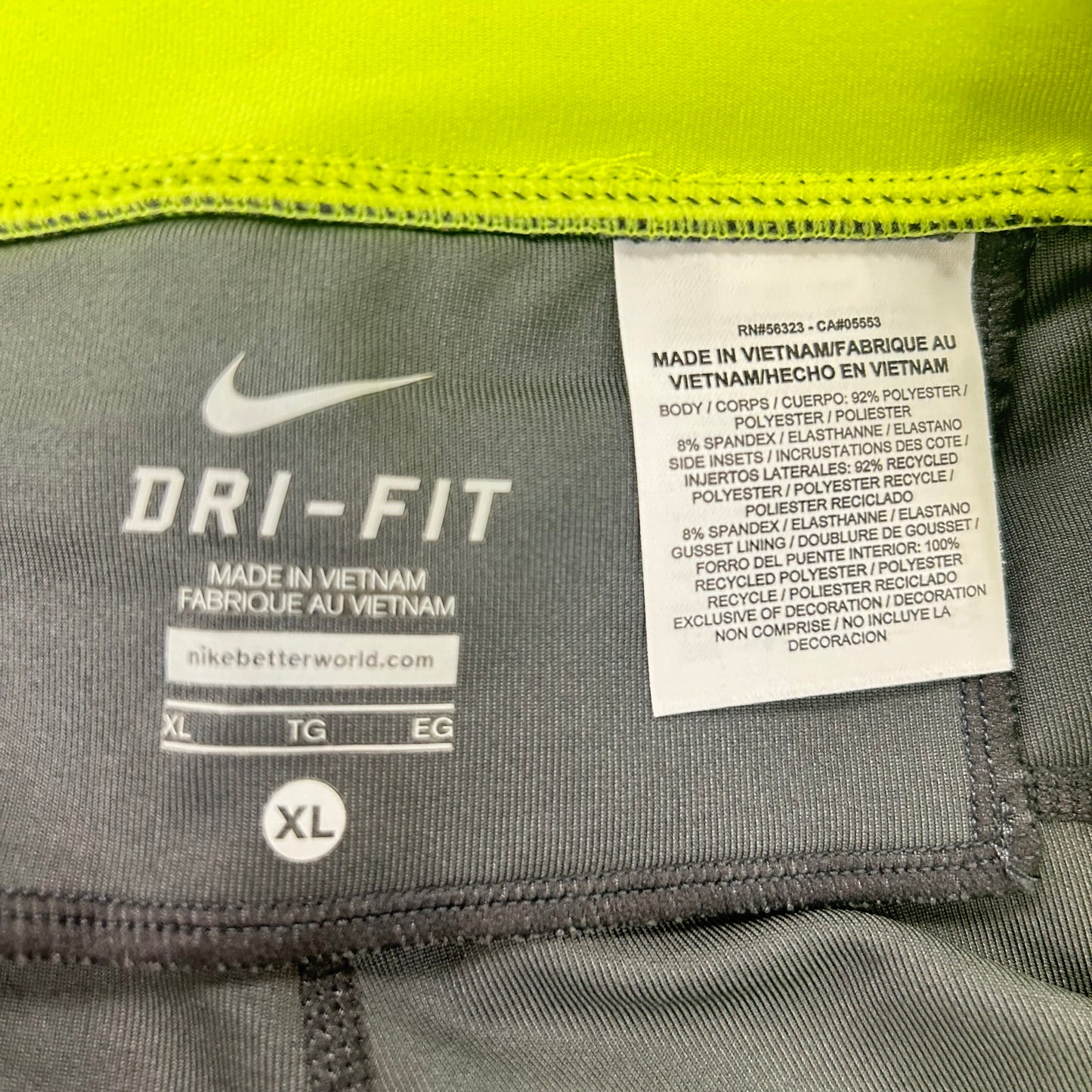 Green & Grey Athletic Leggings By Nike Apparel, Size: Xl