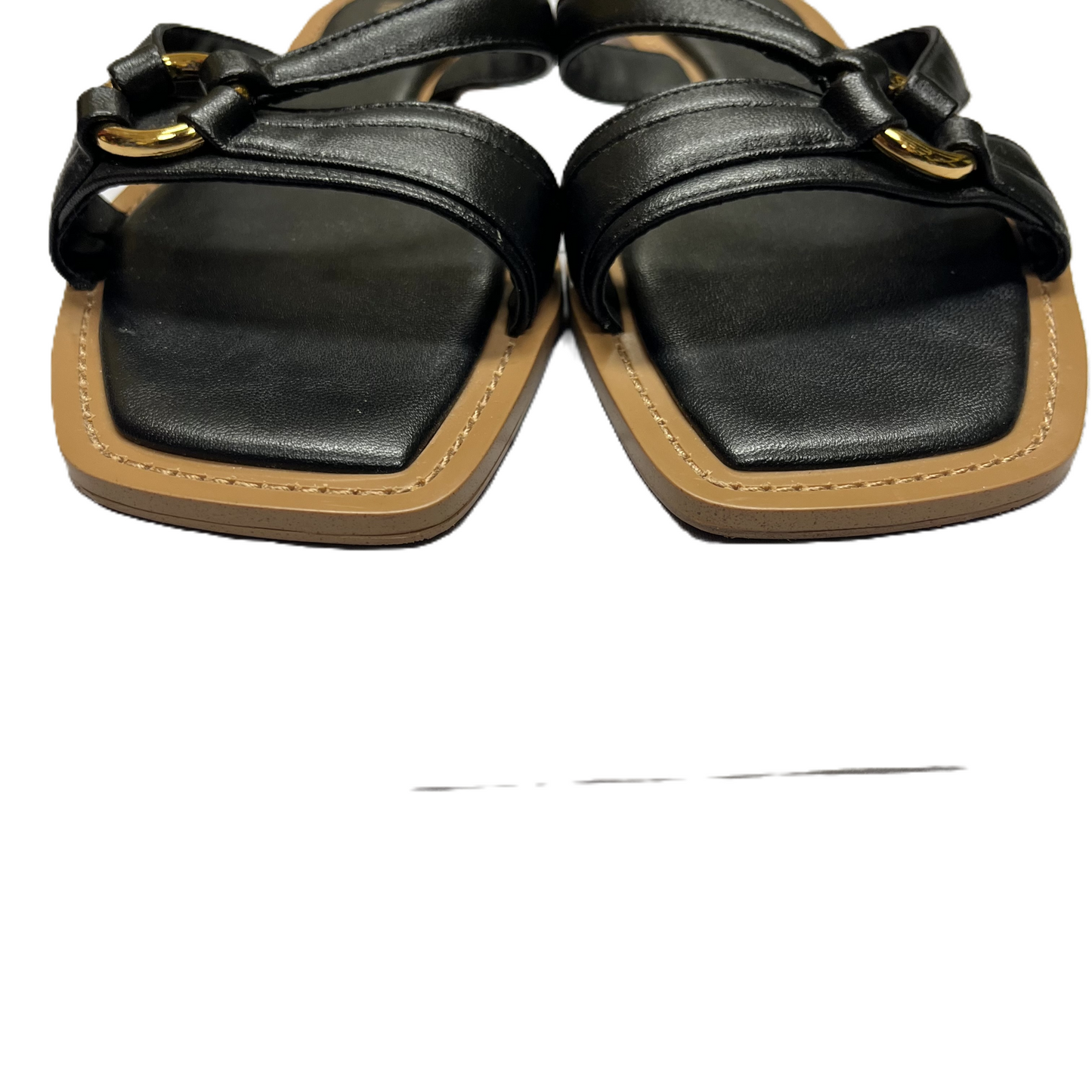 Black & Gold Sandals Flats By Zara, Size: 7.5