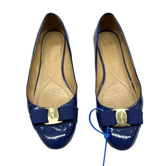 Blue Shoes Luxury Designer By Ferragamo, Size: 8.5