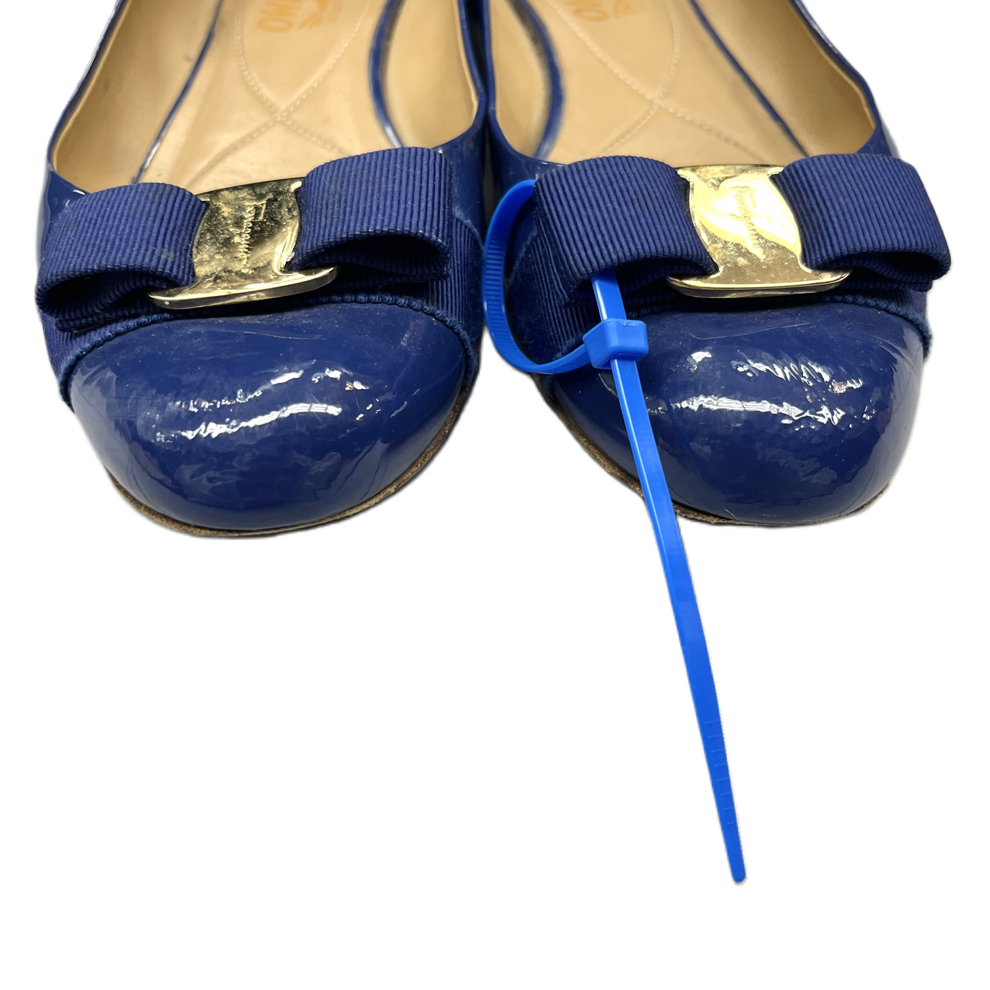 Blue Shoes Luxury Designer By Ferragamo, Size: 8.5