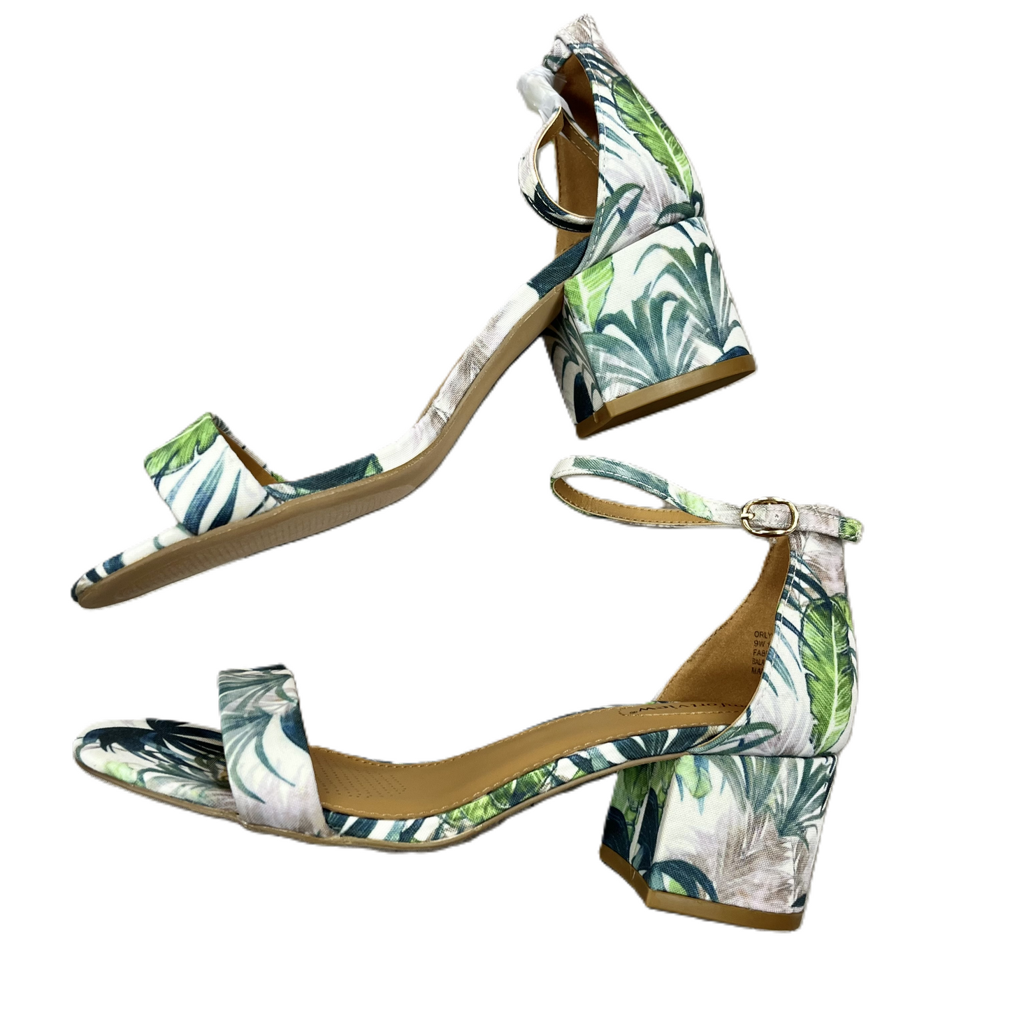 Sandals Heels Block By Comfortview In Green & White, Size: 9