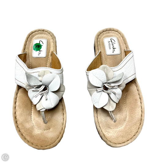 Sandals Flip Flops By Clarks In White, Size: 7.5