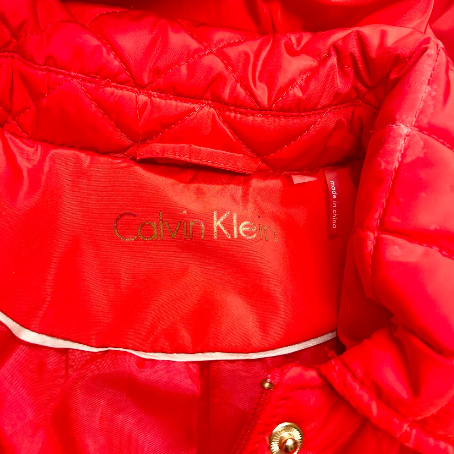 Coat Puffer & Quilted By Calvin Klein In Red, Size: M