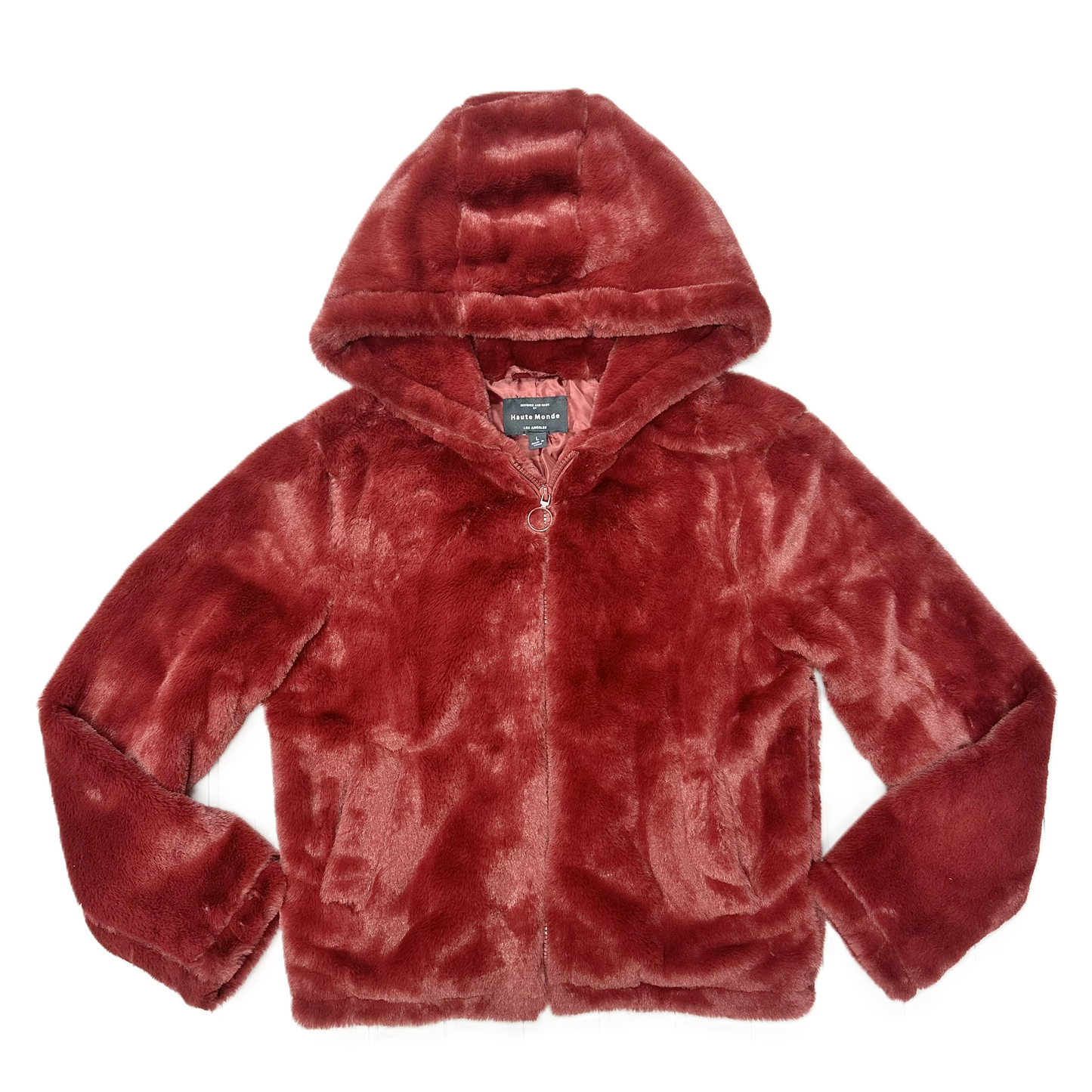 Coat Faux Fur & Sherpa By Haute Monde In Red, Size: L