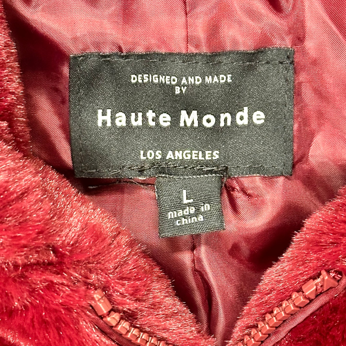 Coat Faux Fur & Sherpa By Haute Monde In Red, Size: L