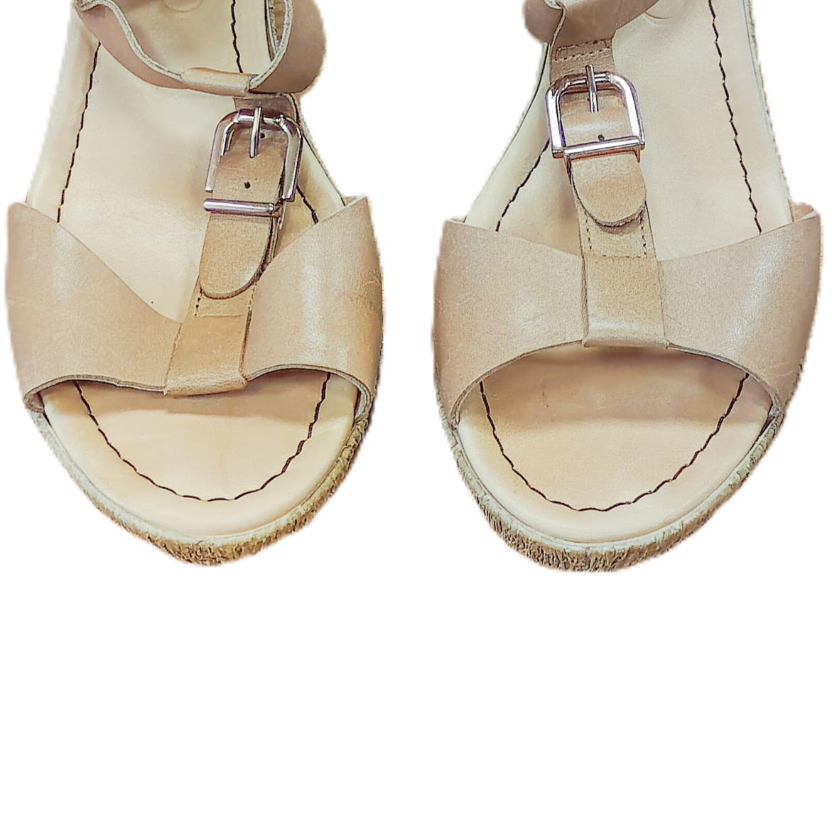 Tan Sandals Heels Block By Rylko, Size: 9.5