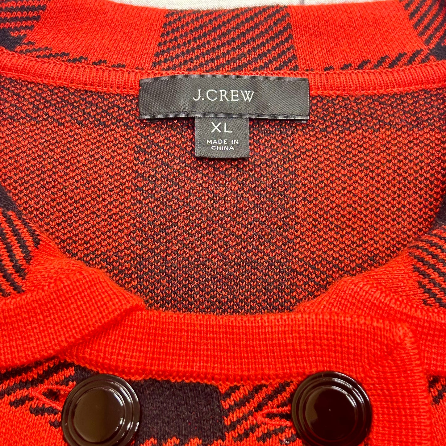 Sweater Cardigan By J. Crew In Black & Red, Size: Xl