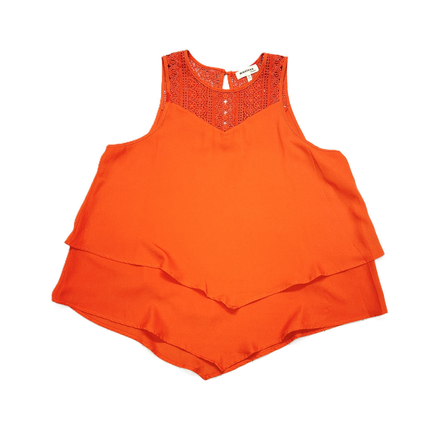 Orange Top Sleeveless By Monteau, Size: L