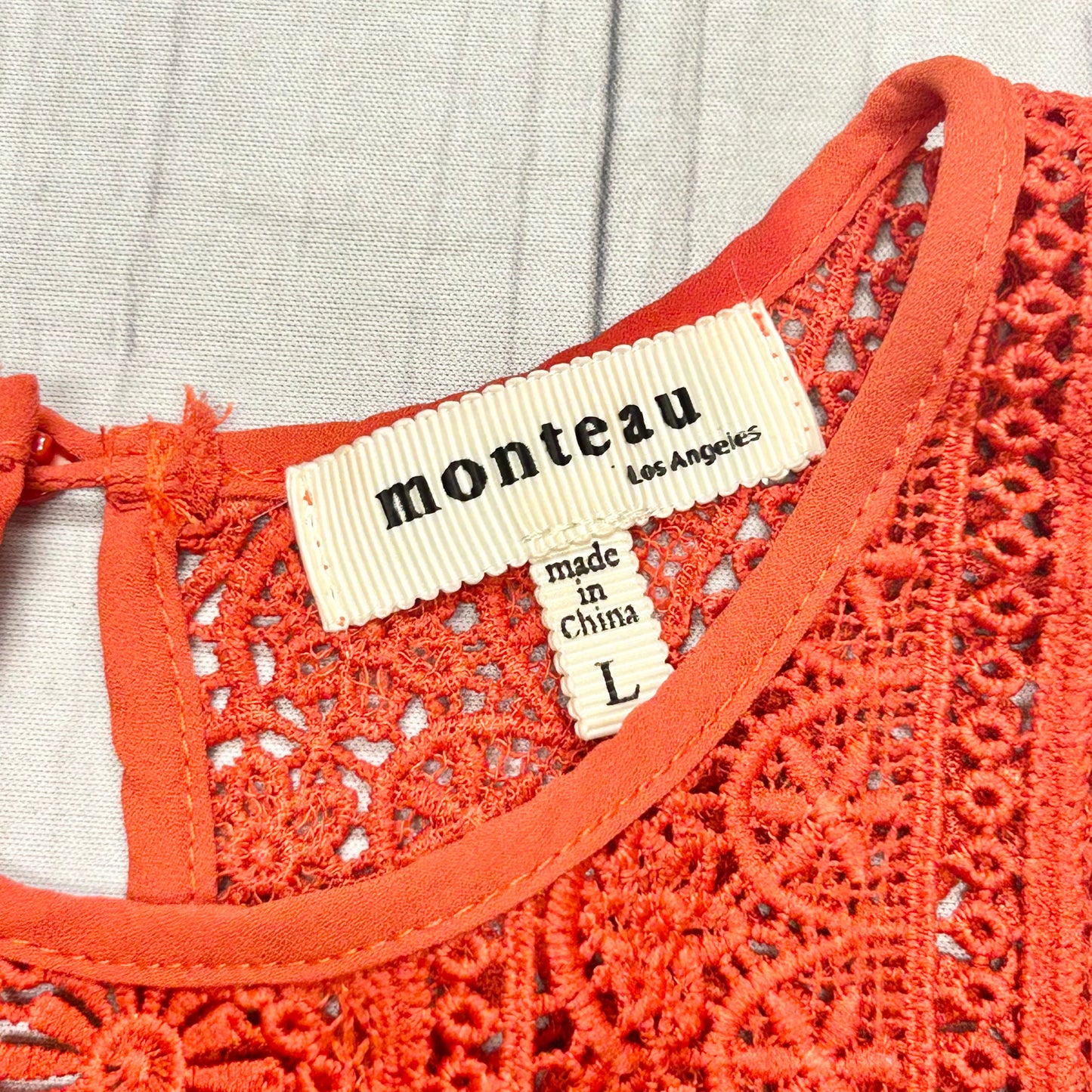 Orange Top Sleeveless By Monteau, Size: L