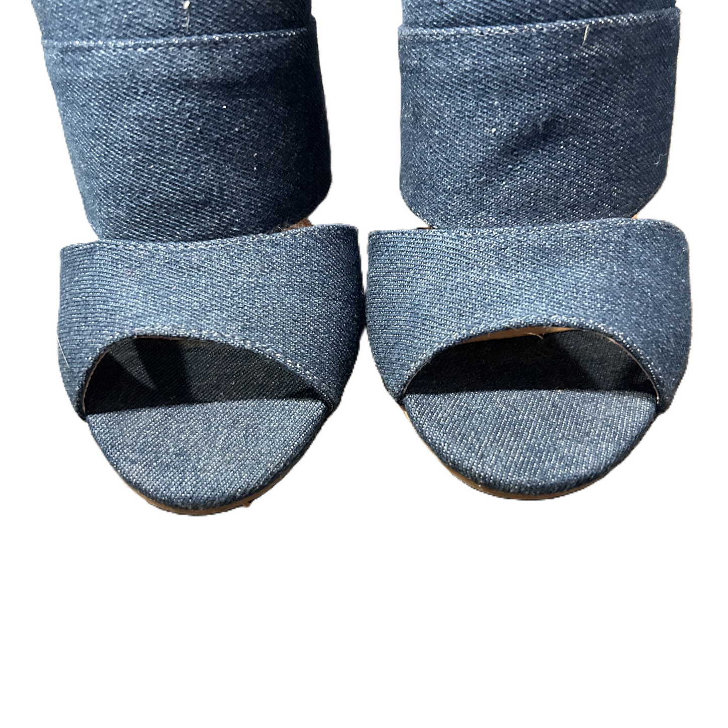 Blue Denim Sandals Heels Block By Bamboo, Size: 8