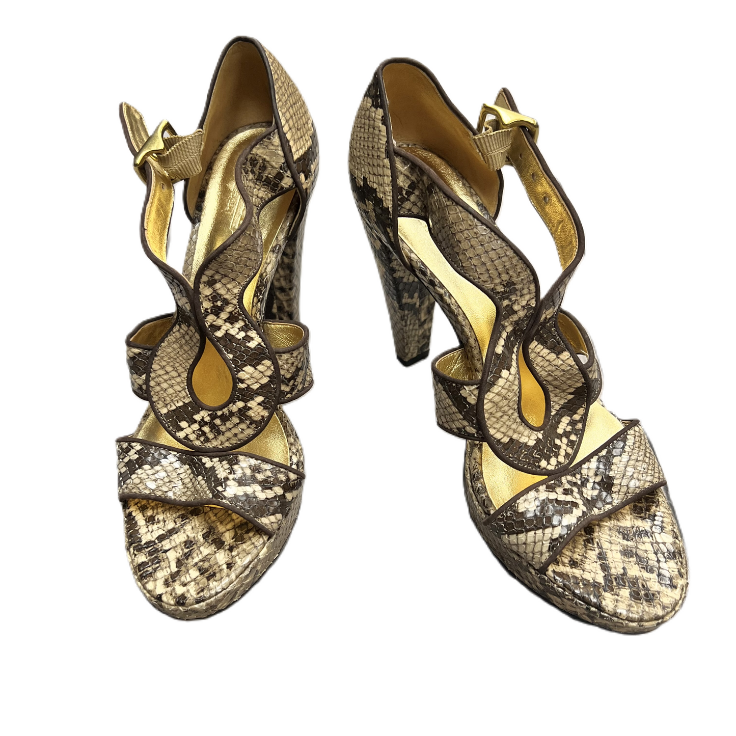 Snakeskin Print Sandals Designer By Coach, Size: 8.5