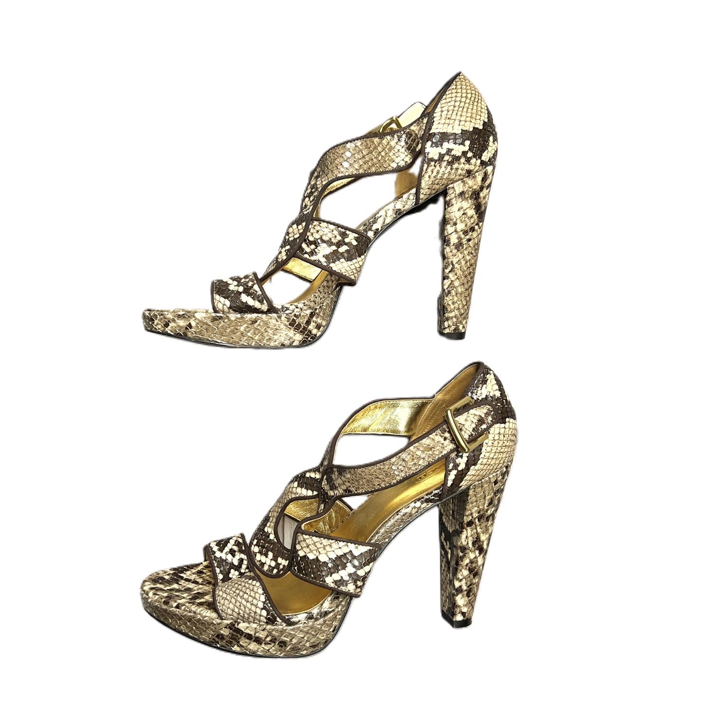 Snakeskin Print Sandals Designer By Coach, Size: 8.5