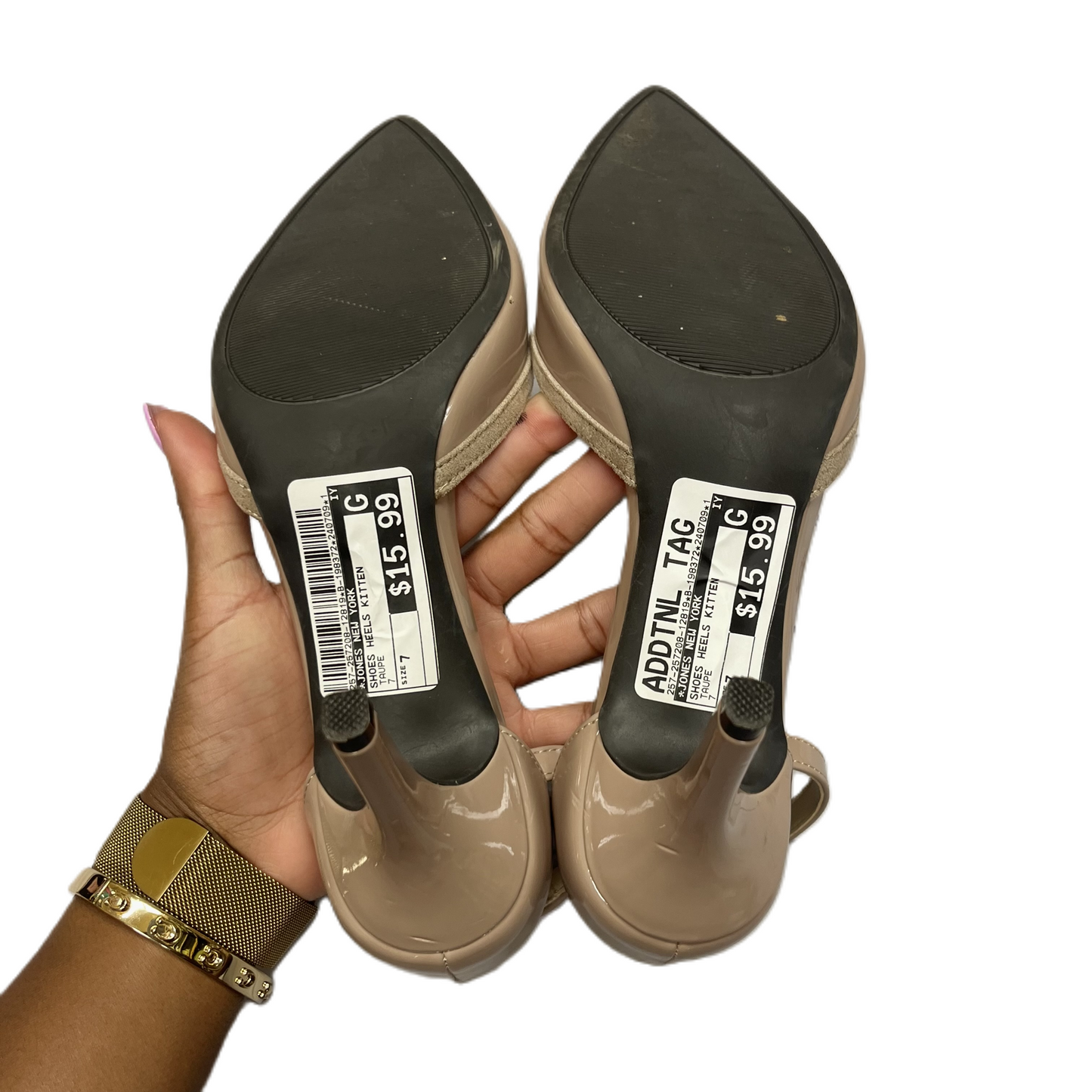 Taupe Shoes Heels Kitten By Jones New York, Size: 7