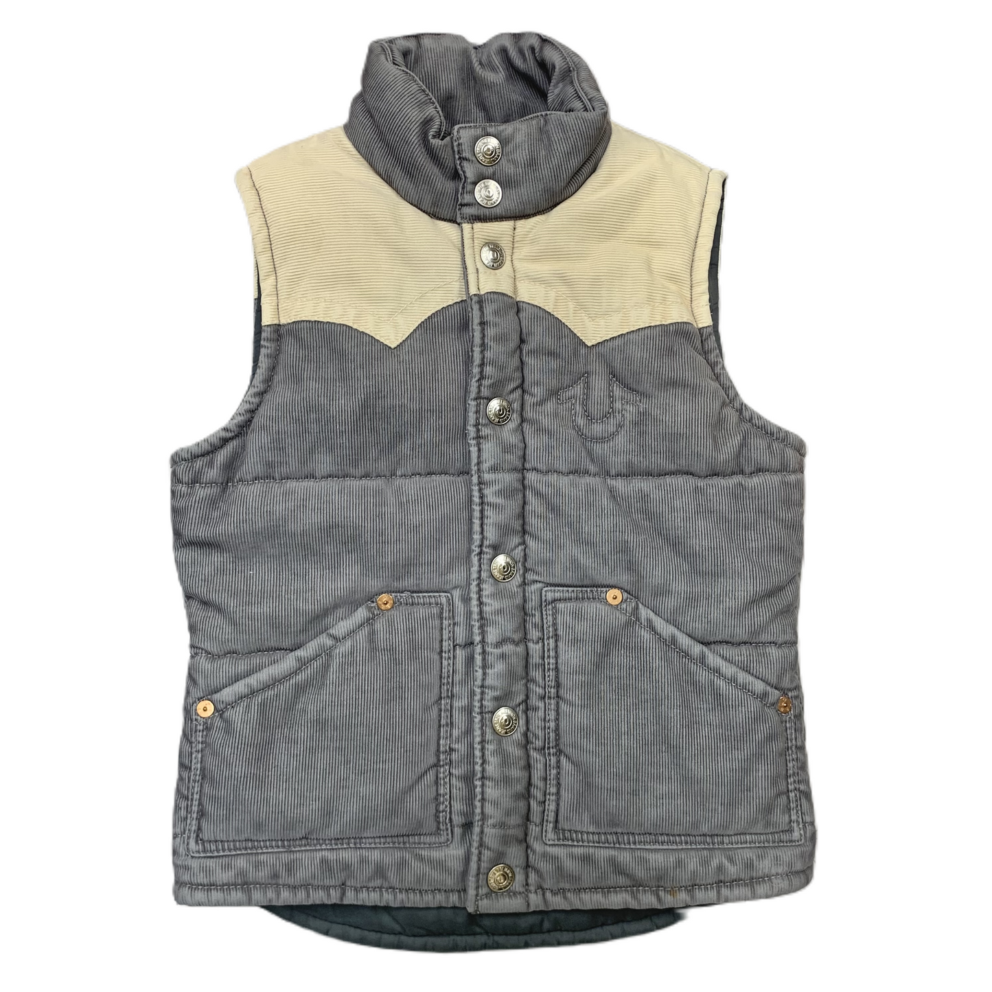 Vest Puffer & Quilted By True Religion In Cream & Grey, Size: S