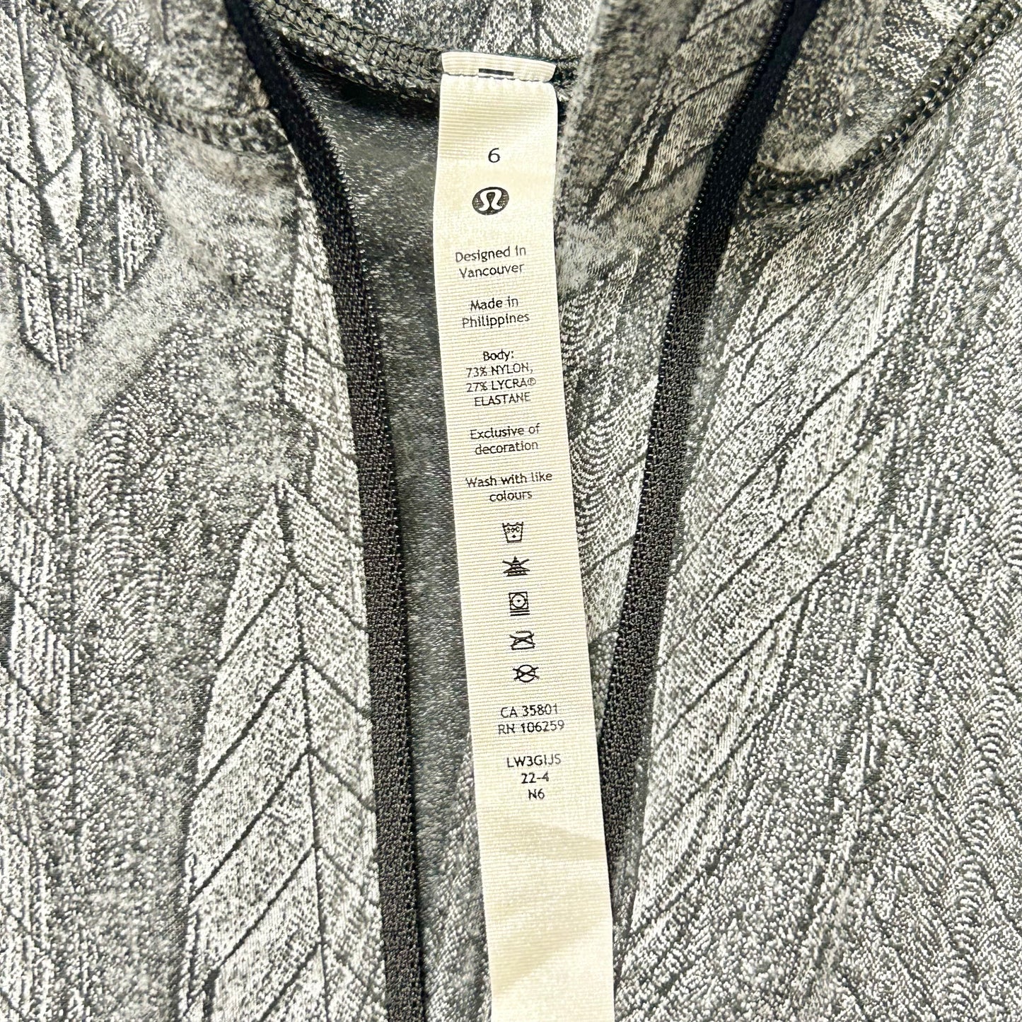 Grey Athletic Top Long Sleeve Collar By Lululemon, Size: 6